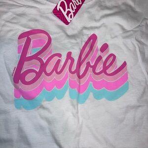 Barbie Graphic Tee in White and Pink Medium